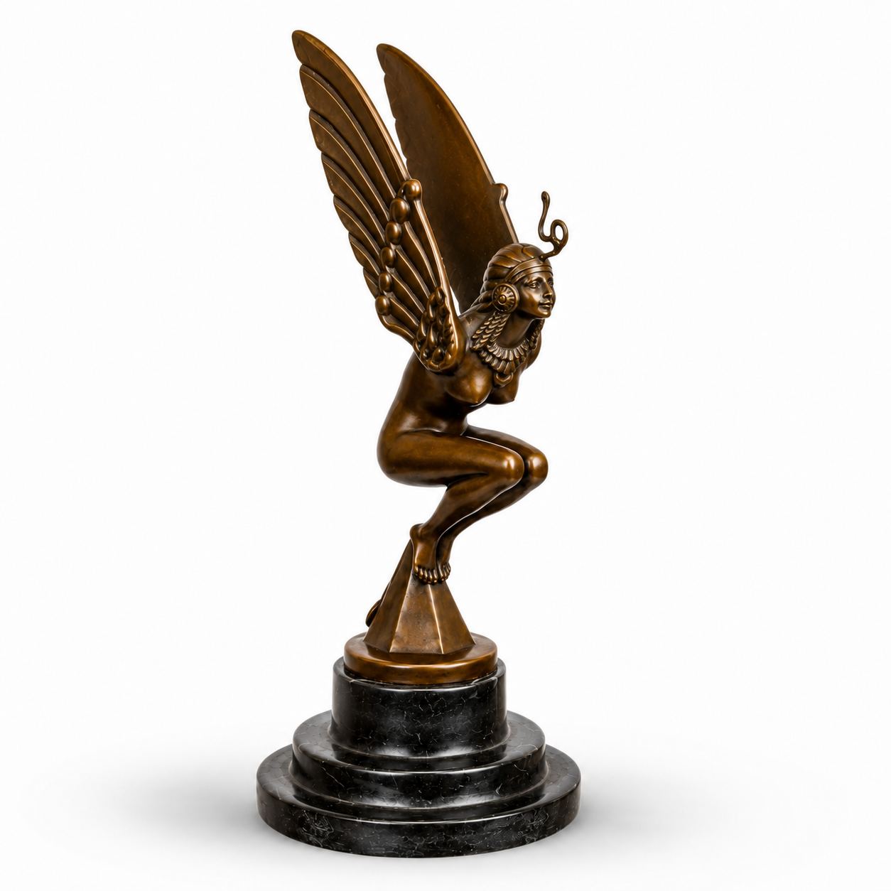 Winged Egyptian Figure | Handcrafted Bronze Decor