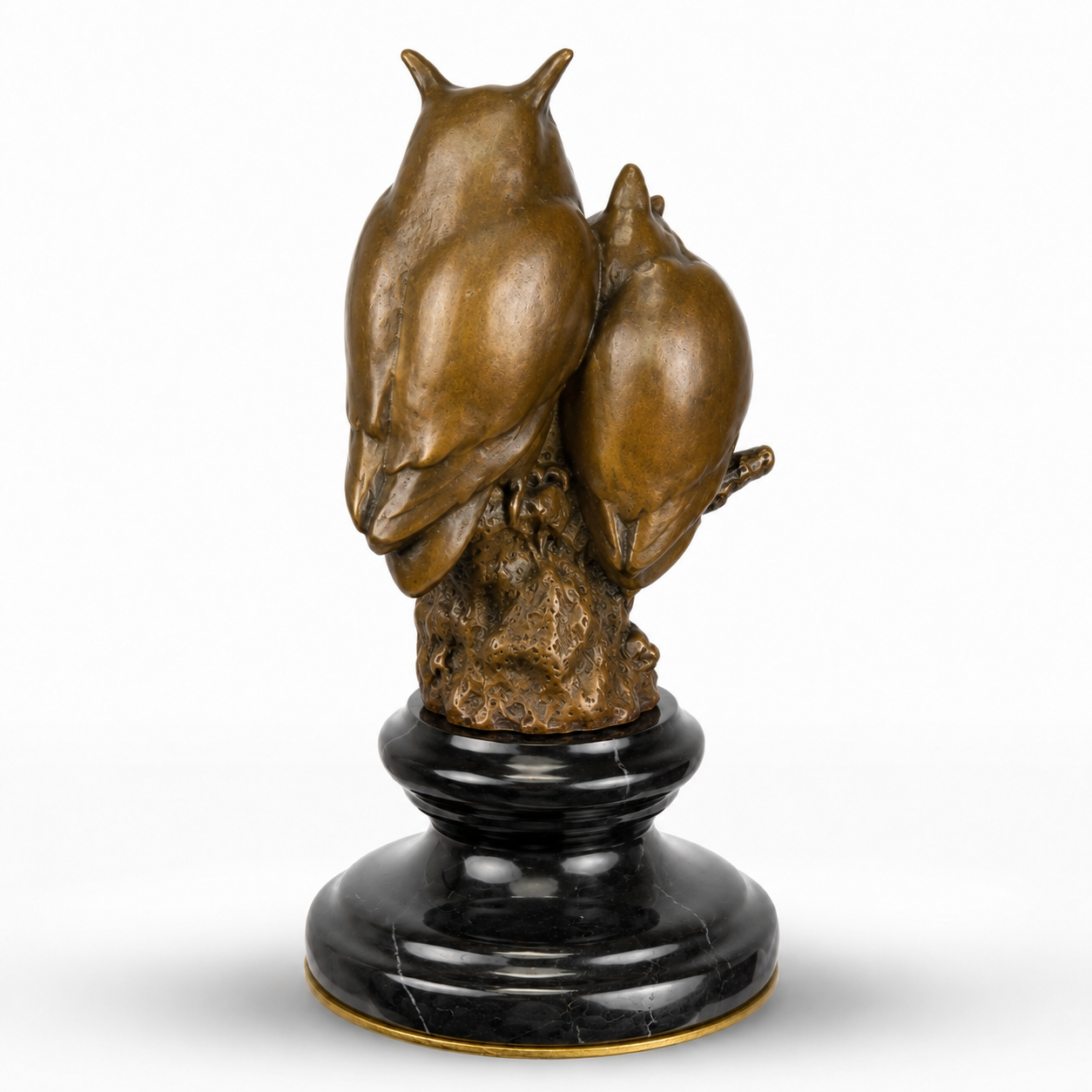 Two Owls Sitting on a Branch (brass Pl | Handcrafted Bronze Decor