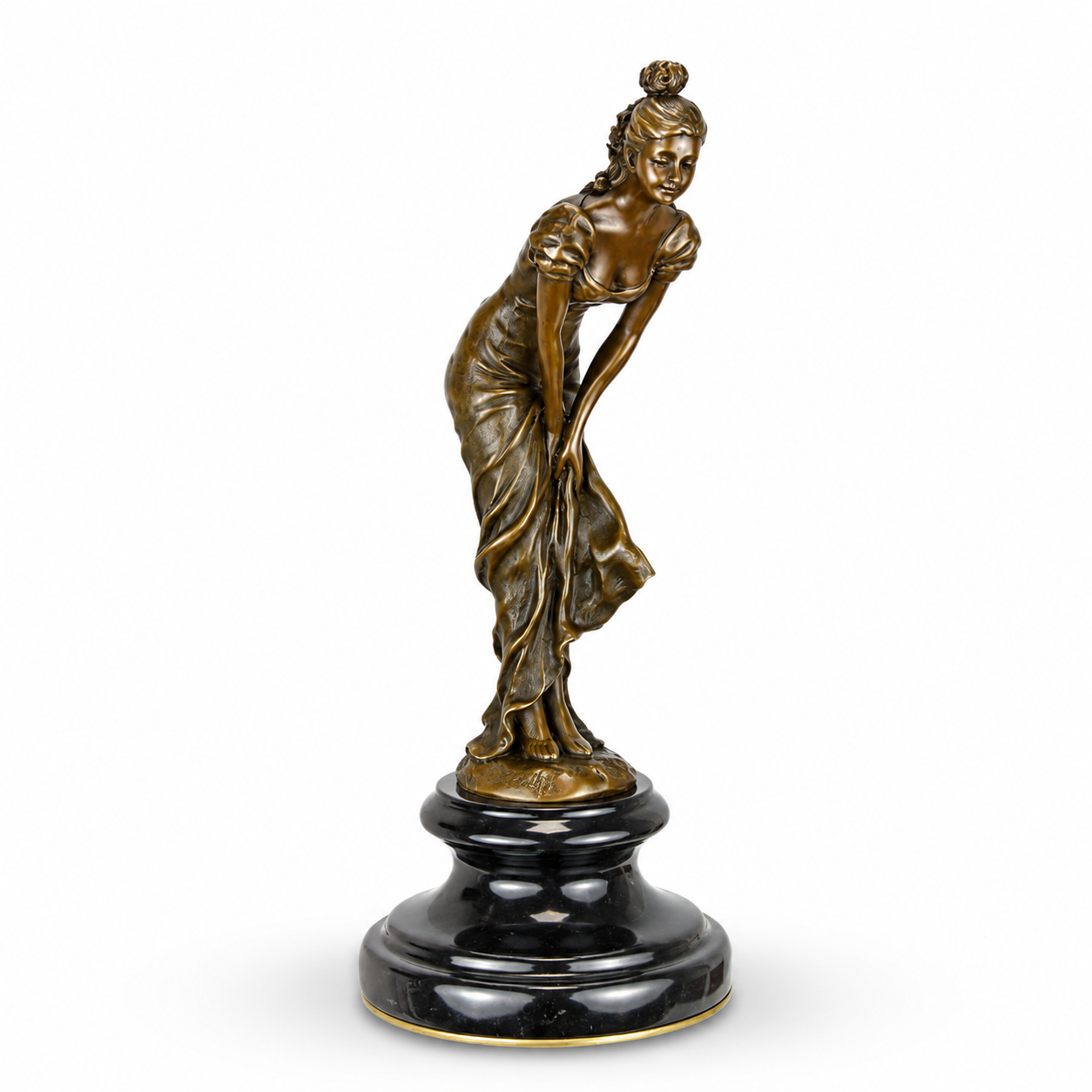 Graceful Maiden Figure | Handcrafted Bronze Decor