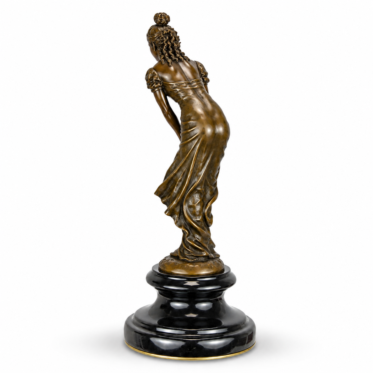 Graceful Maiden Figure | Handcrafted Bronze Decor