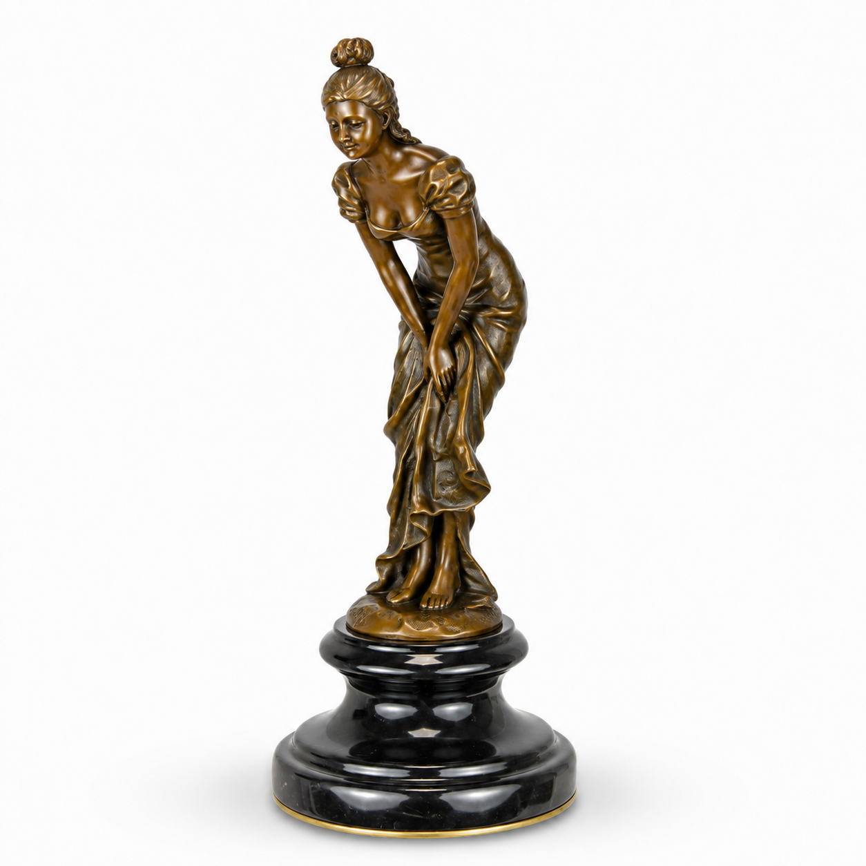 Graceful Maiden Figure | Handcrafted Bronze Decor