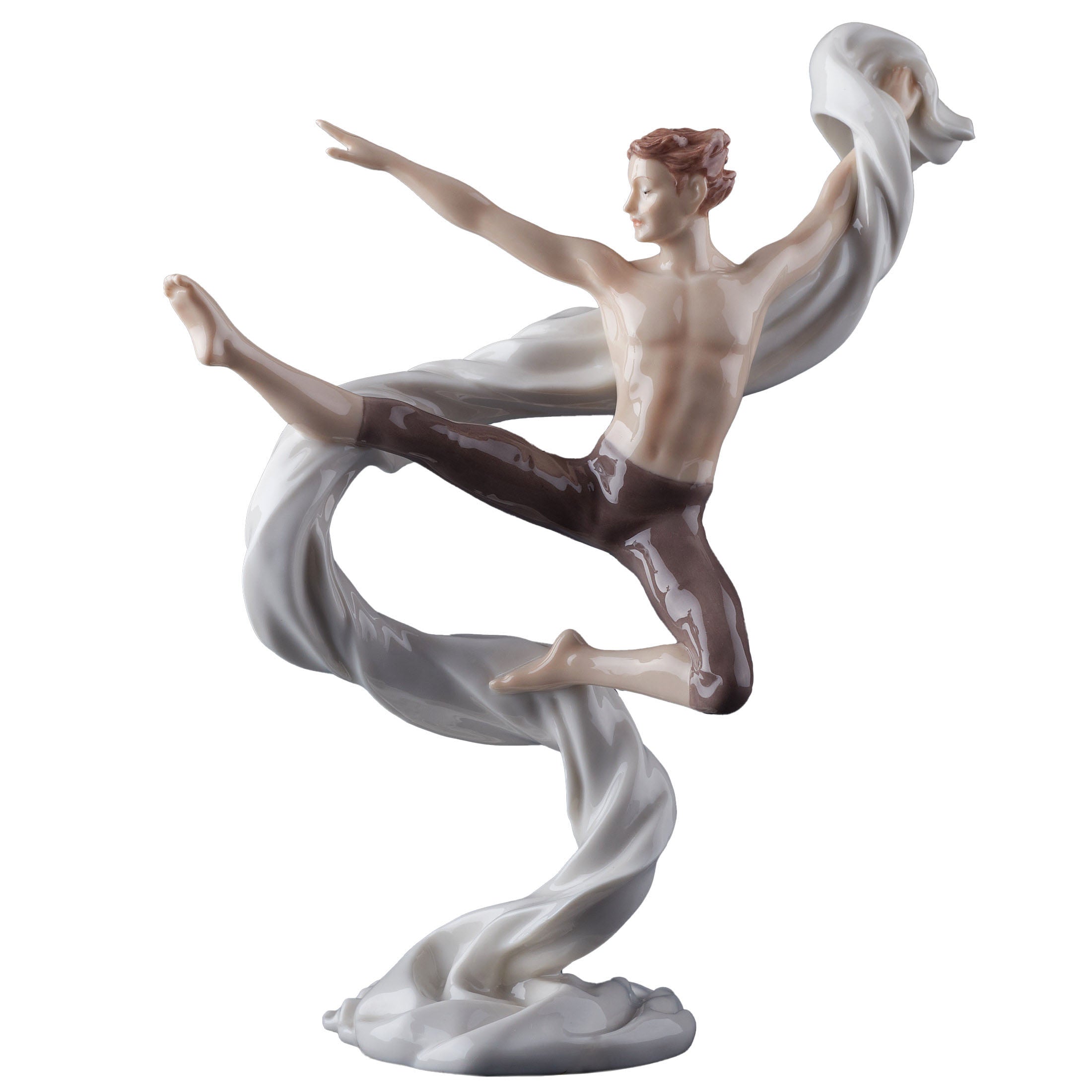 Modern Dance Male Kicking Leap With Ribbon