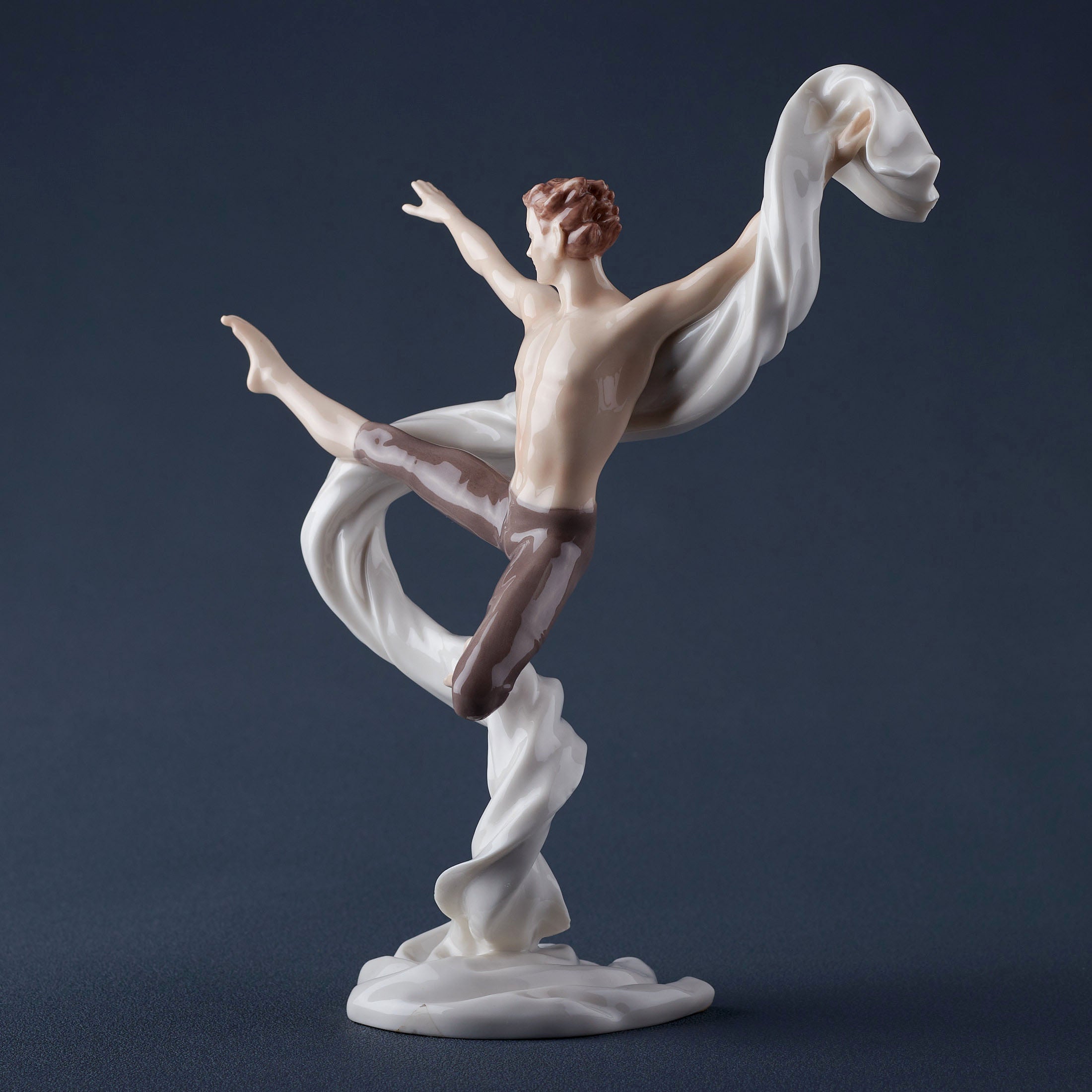 Modern Dance Male Kicking Leap With Ribbon