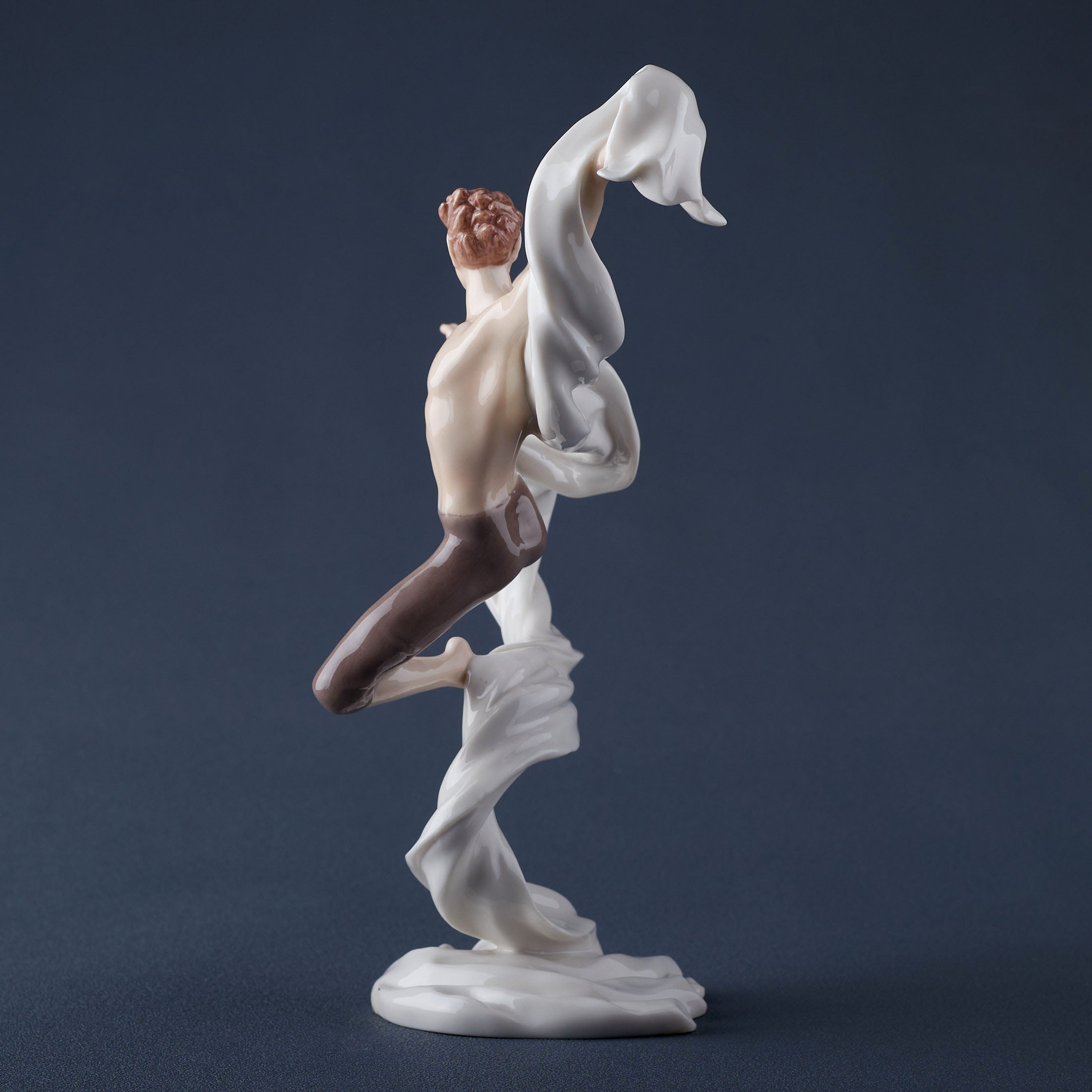 Modern Dance Male Kicking Leap With Ribbon