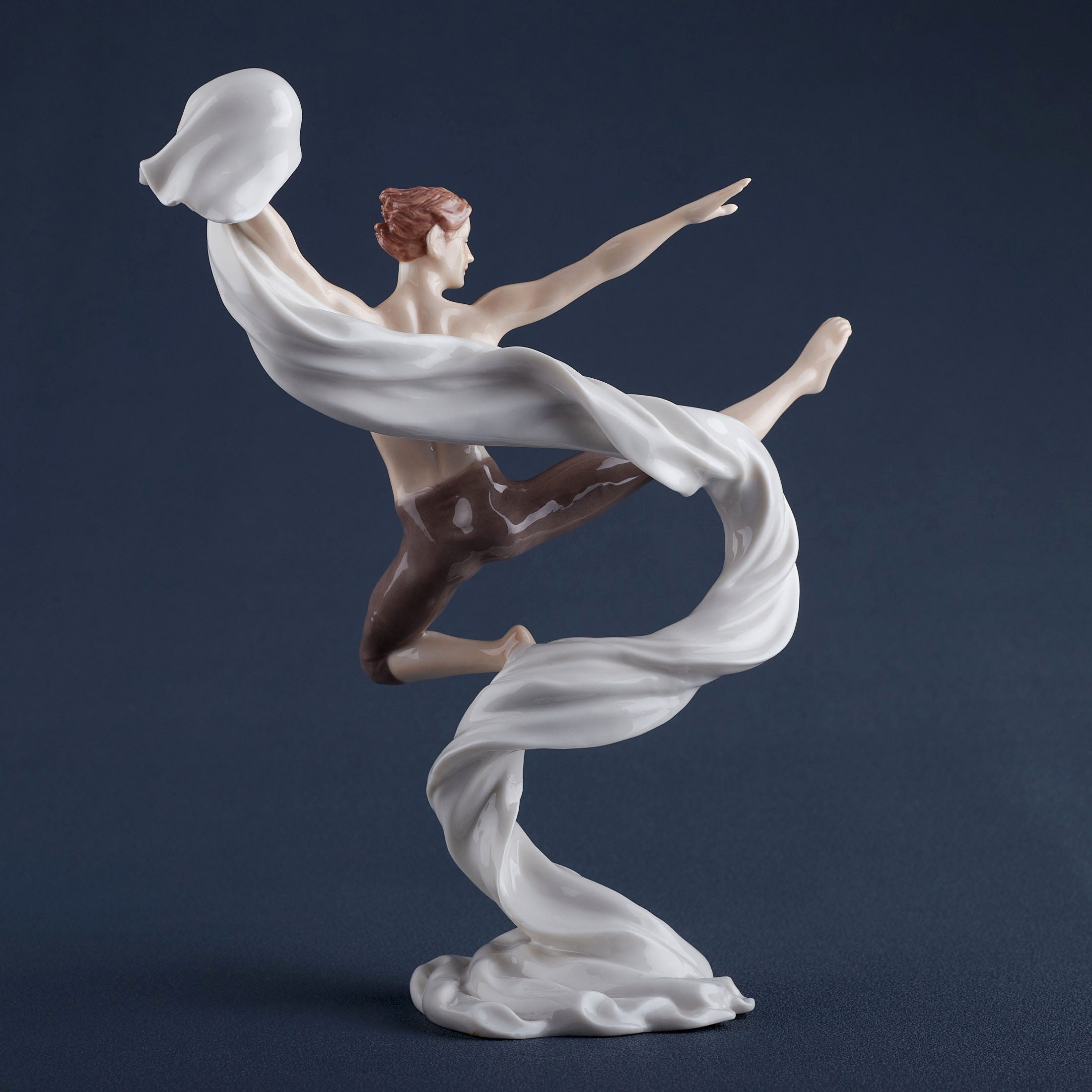 Modern Dance Male Kicking Leap With Ribbon