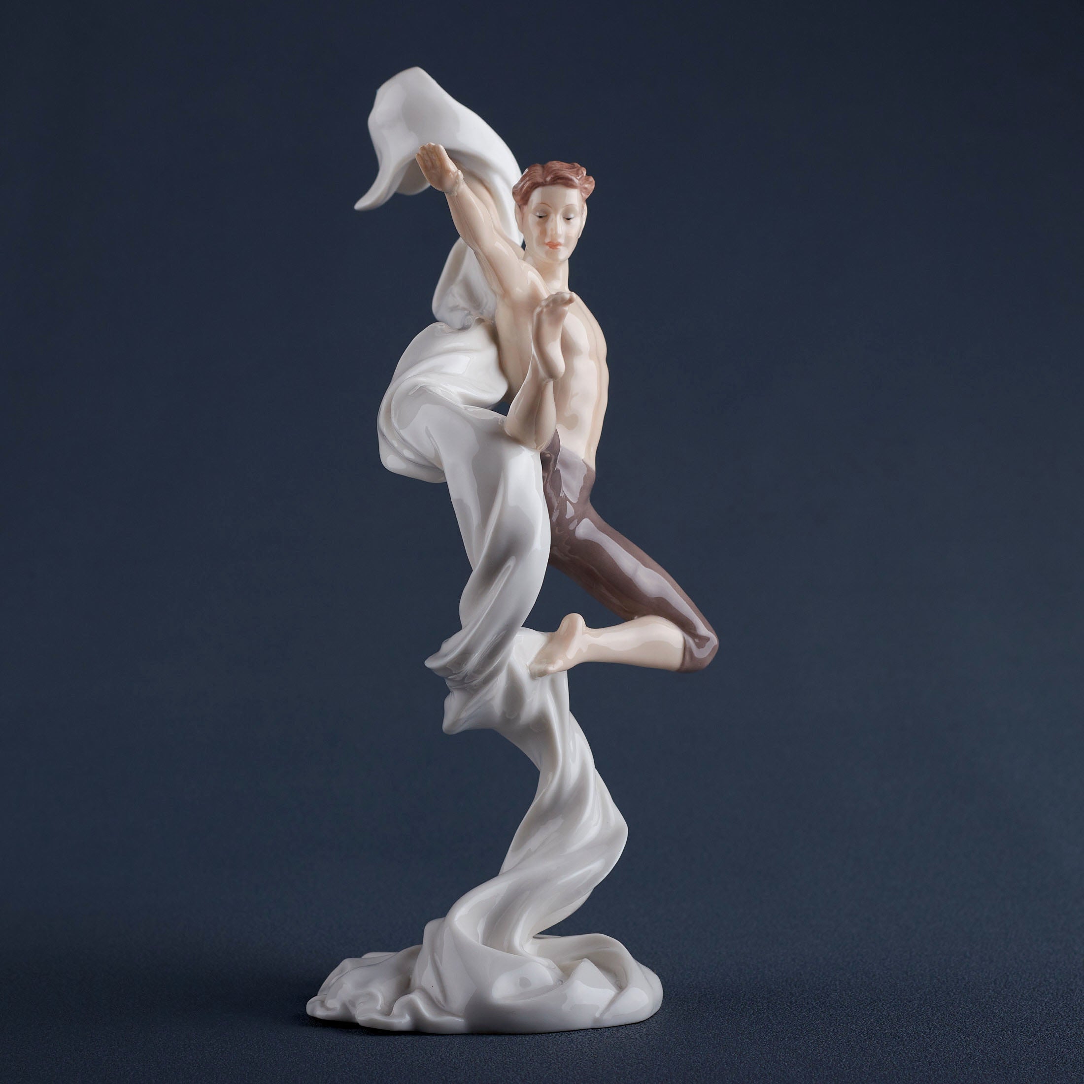 Modern Dance Male Kicking Leap With Ribbon