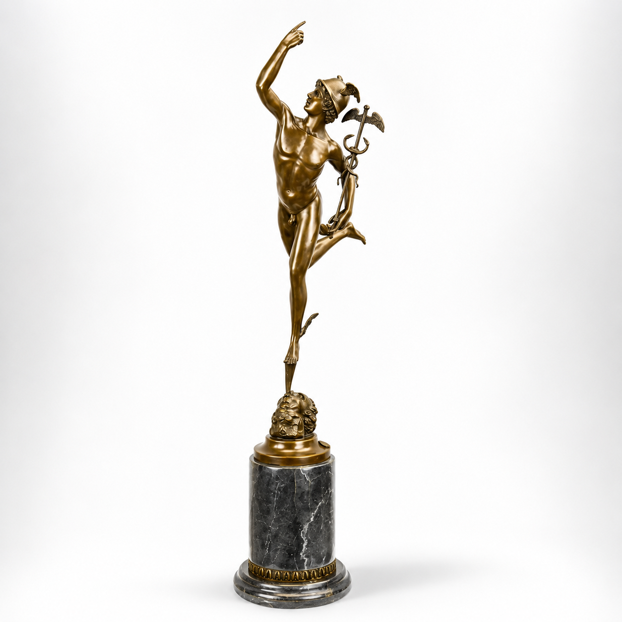 Ascending Hermes Figure | Handcrafted Bronze Decor