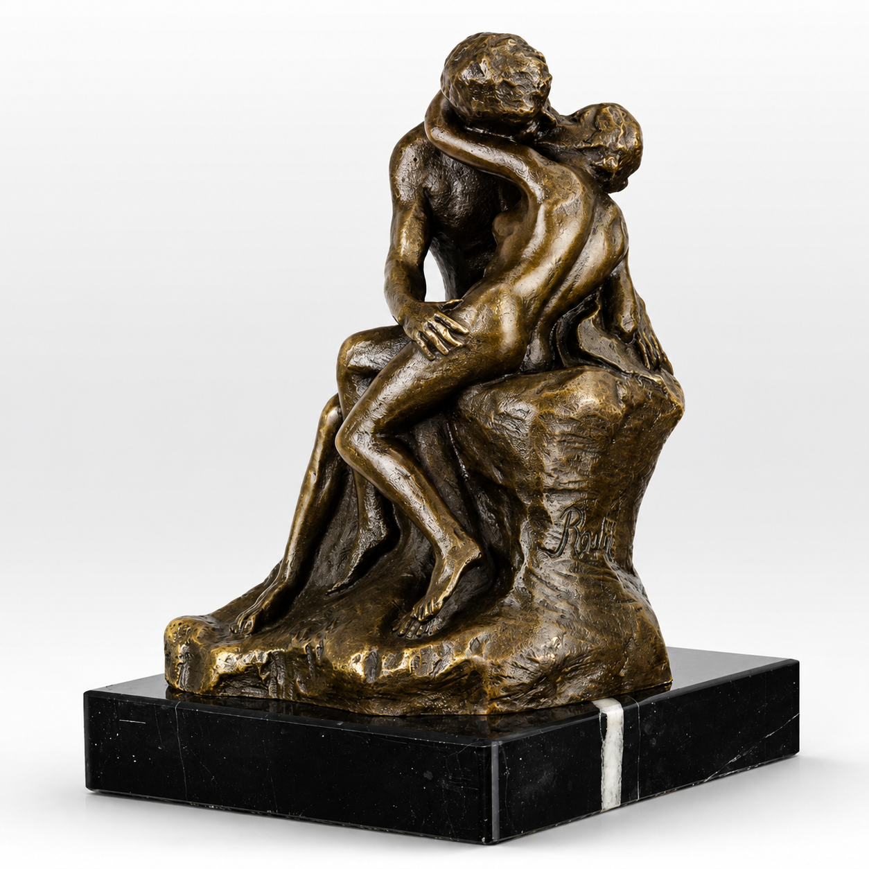 Embracing Lovers Sculpture | Handcrafted Bronze Decor | Gift Idea