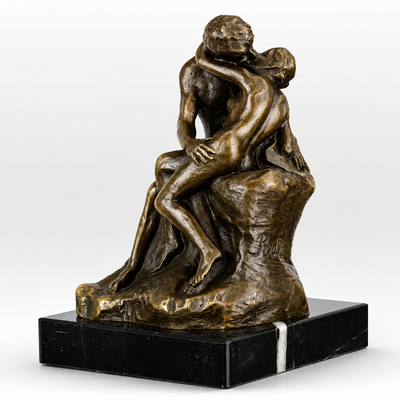Embracing Lovers Sculpture | Handcrafted Bronze Decor | Gift Idea