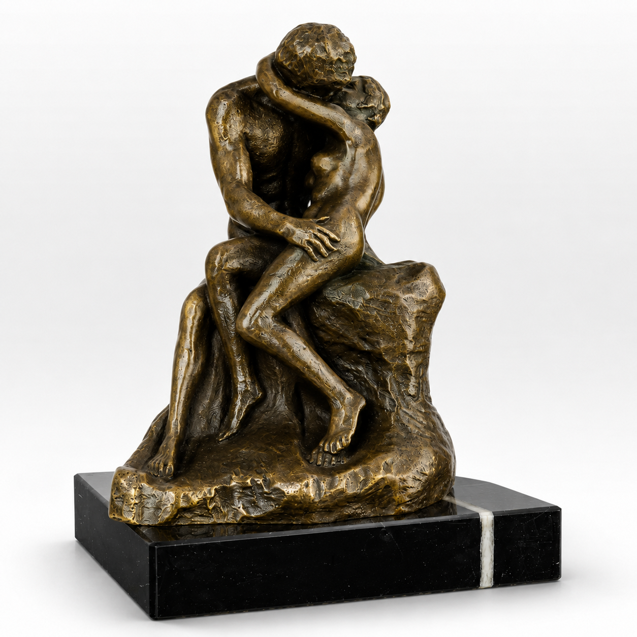 Embracing Lovers Sculpture | Handcrafted Bronze Decor | Gift Idea
