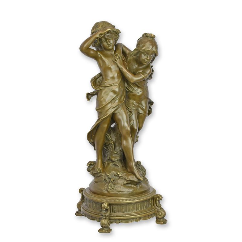 Boy and Girl Bronze Sculpture