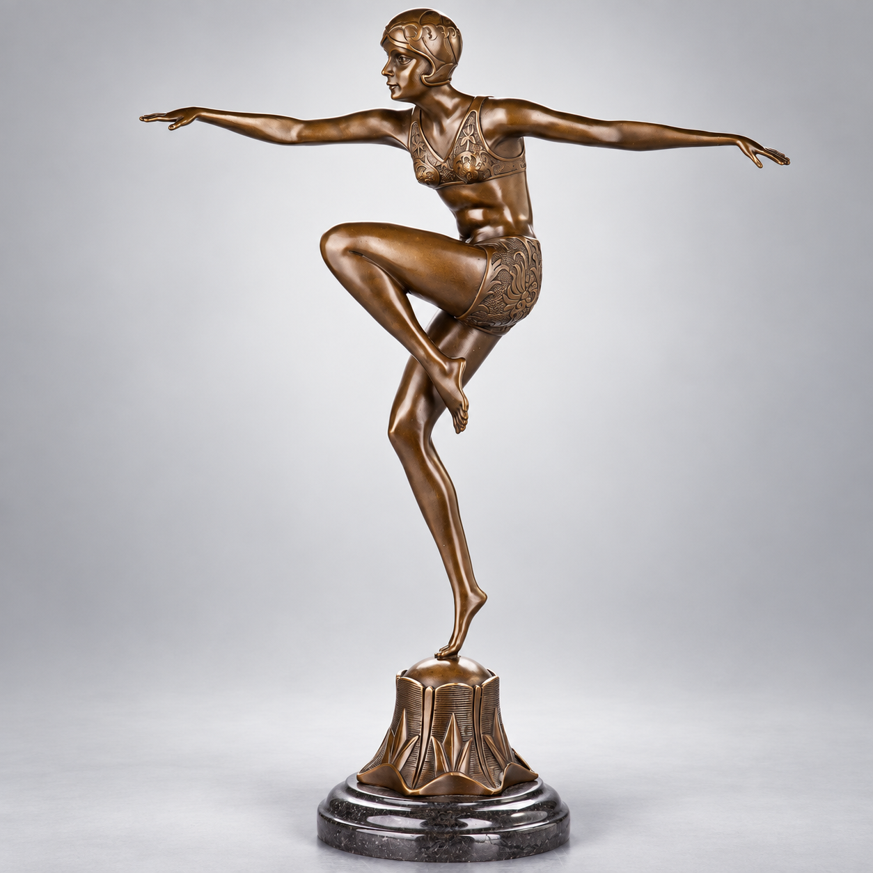 Con Brio Dancer Art Deco Bronze Sculpture after F. Preiss