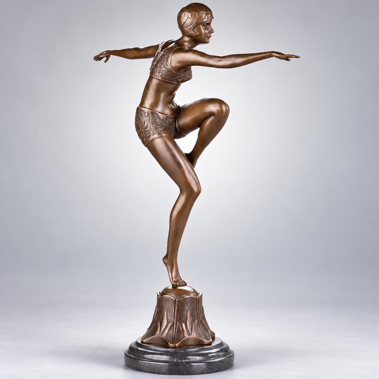 Con Brio Dancer Art Deco Bronze Sculpture after F. Preiss