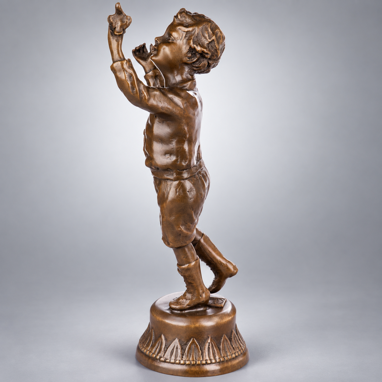 Boy with Bird Bronze Sculpture – view 3