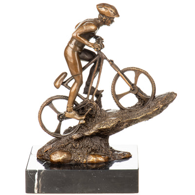 Cyclist Figurine Sculpture | Handcrafted Bronze Decor