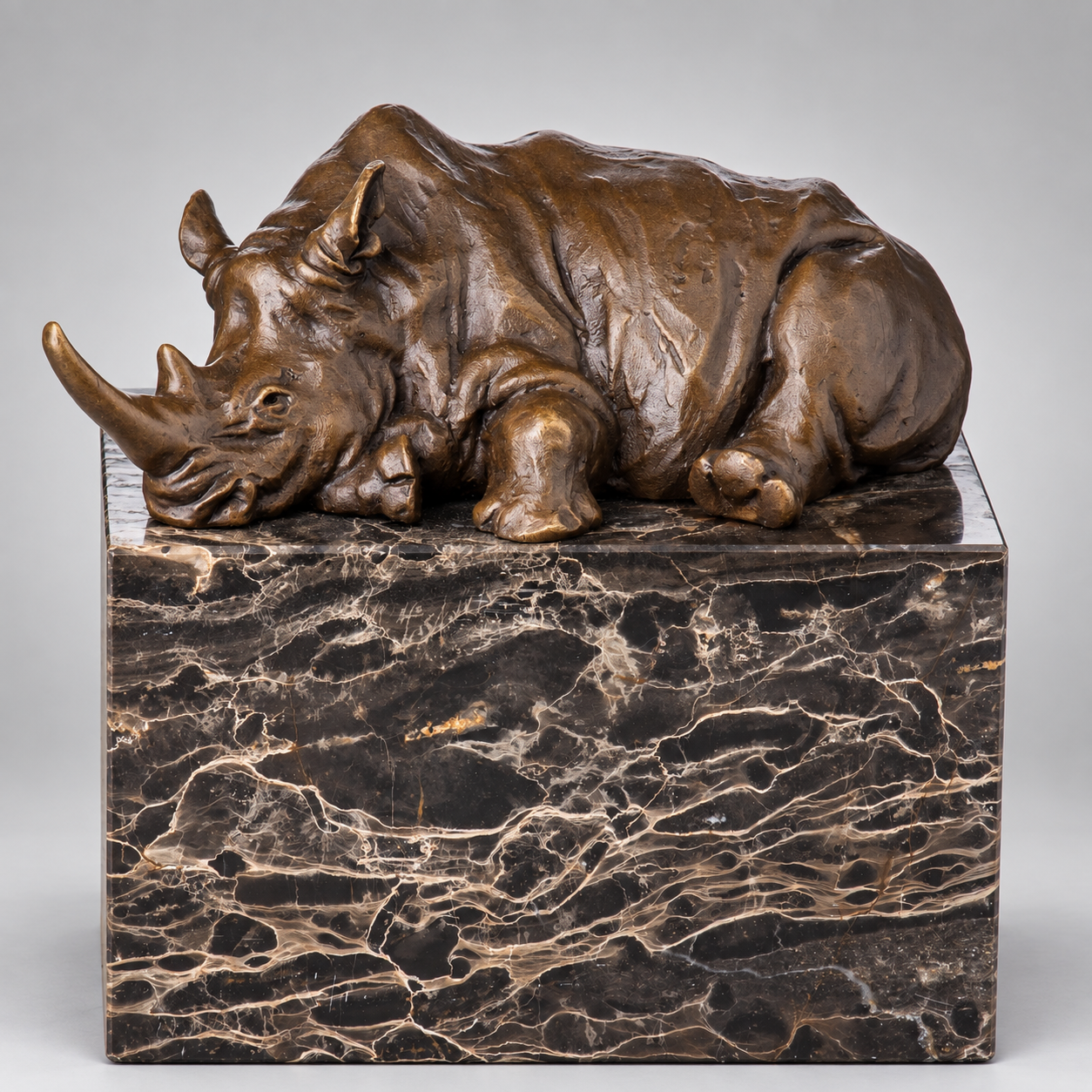Rhinoceros Bronze Sculpture – Small – view 1