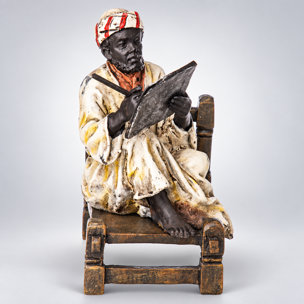 Writing Arab on Chair Vienna Bronze Figurine – Cold Painted