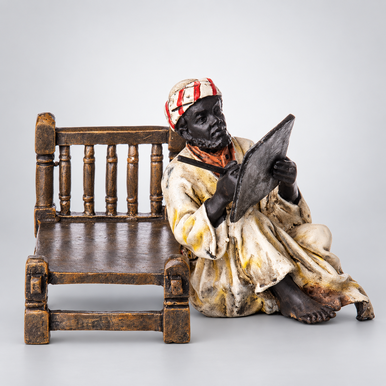 Writing Arab on Chair Vienna Bronze Figurine – Cold Painted