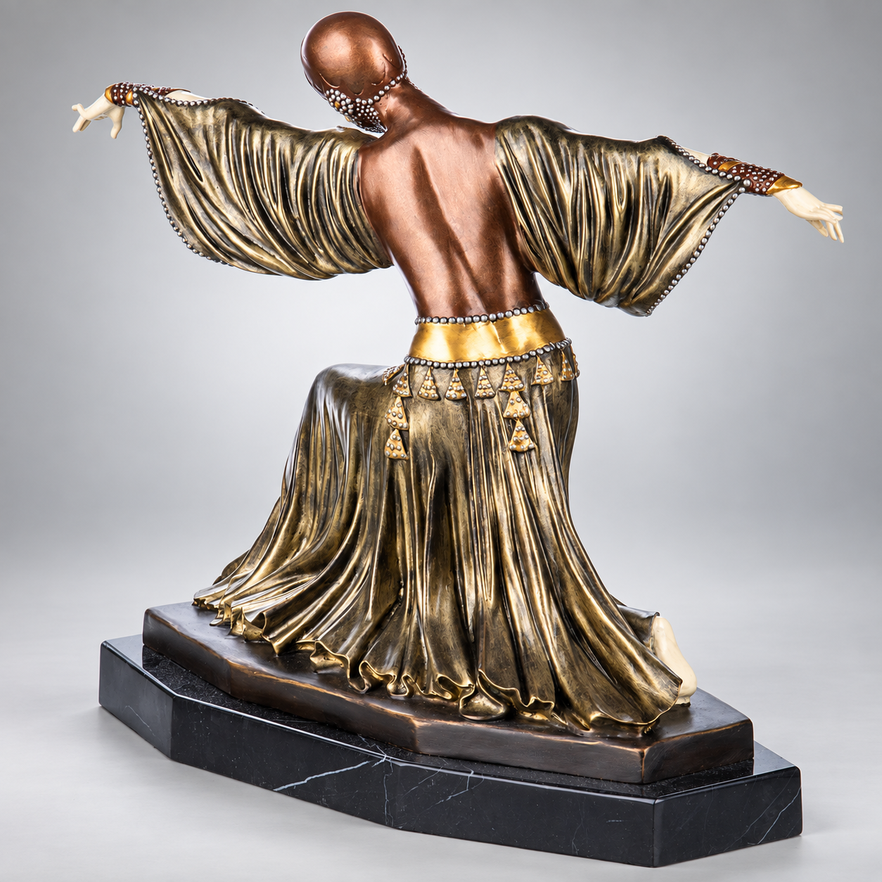 Thaïs Dancer Art Deco Bronze Sculpture after Chiparus, Painted – view 2