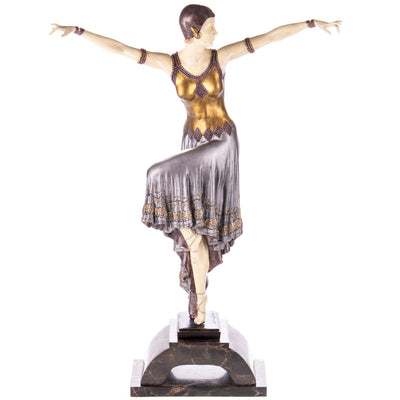 Colored Art Deco bronze figure dancer after D.H.Chiparus