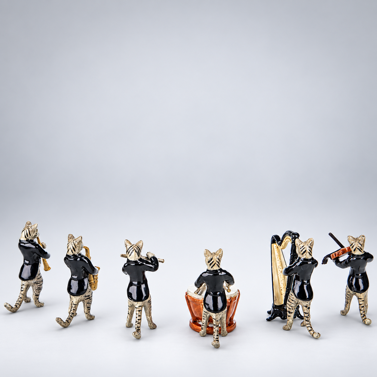 Cat Orchestra Vienna Bronze Figurines – Cold Painted Set of 6