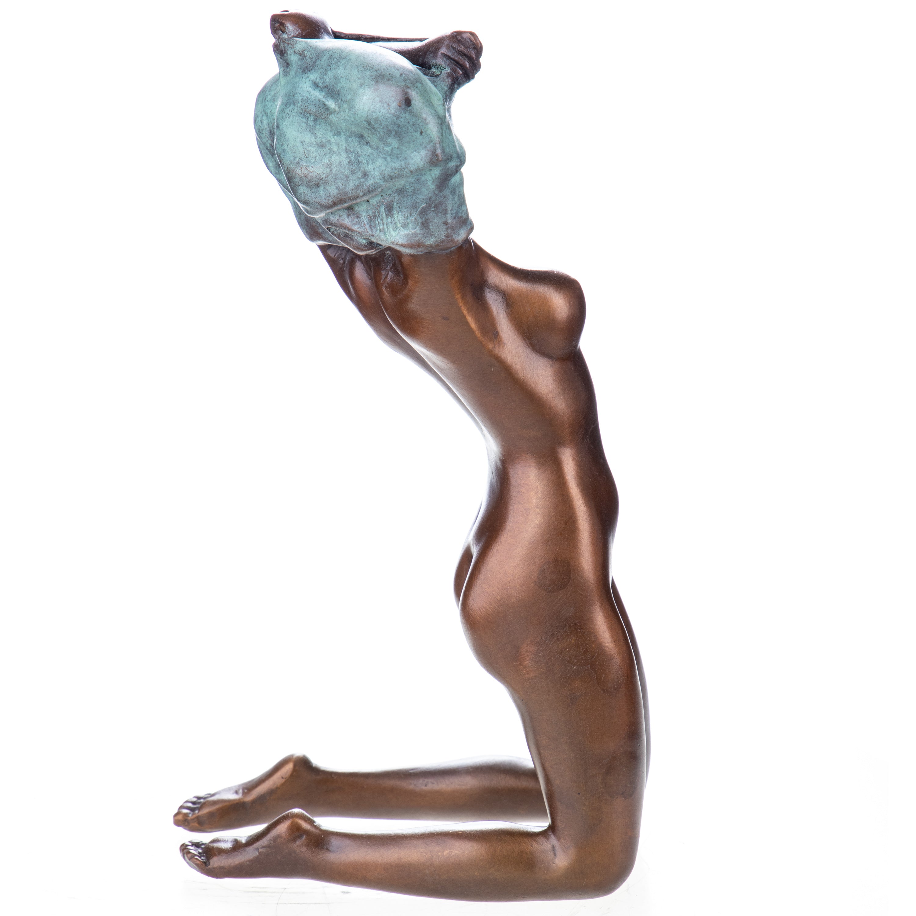 Female Nude Modern Bronze Sculpture with Green Patina