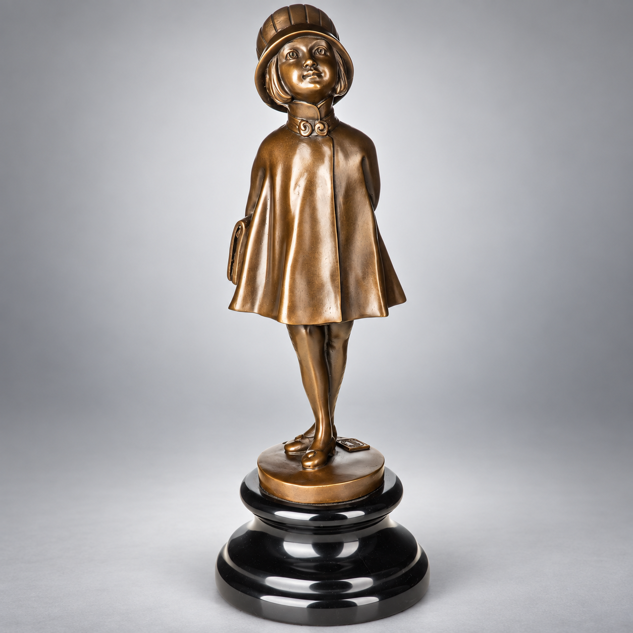 Girl with Bag Art Deco Bronze Sculpture