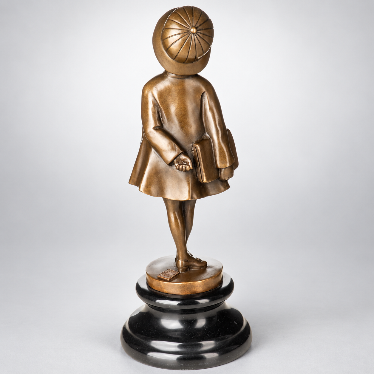 Girl with Bag Art Deco Bronze Sculpture