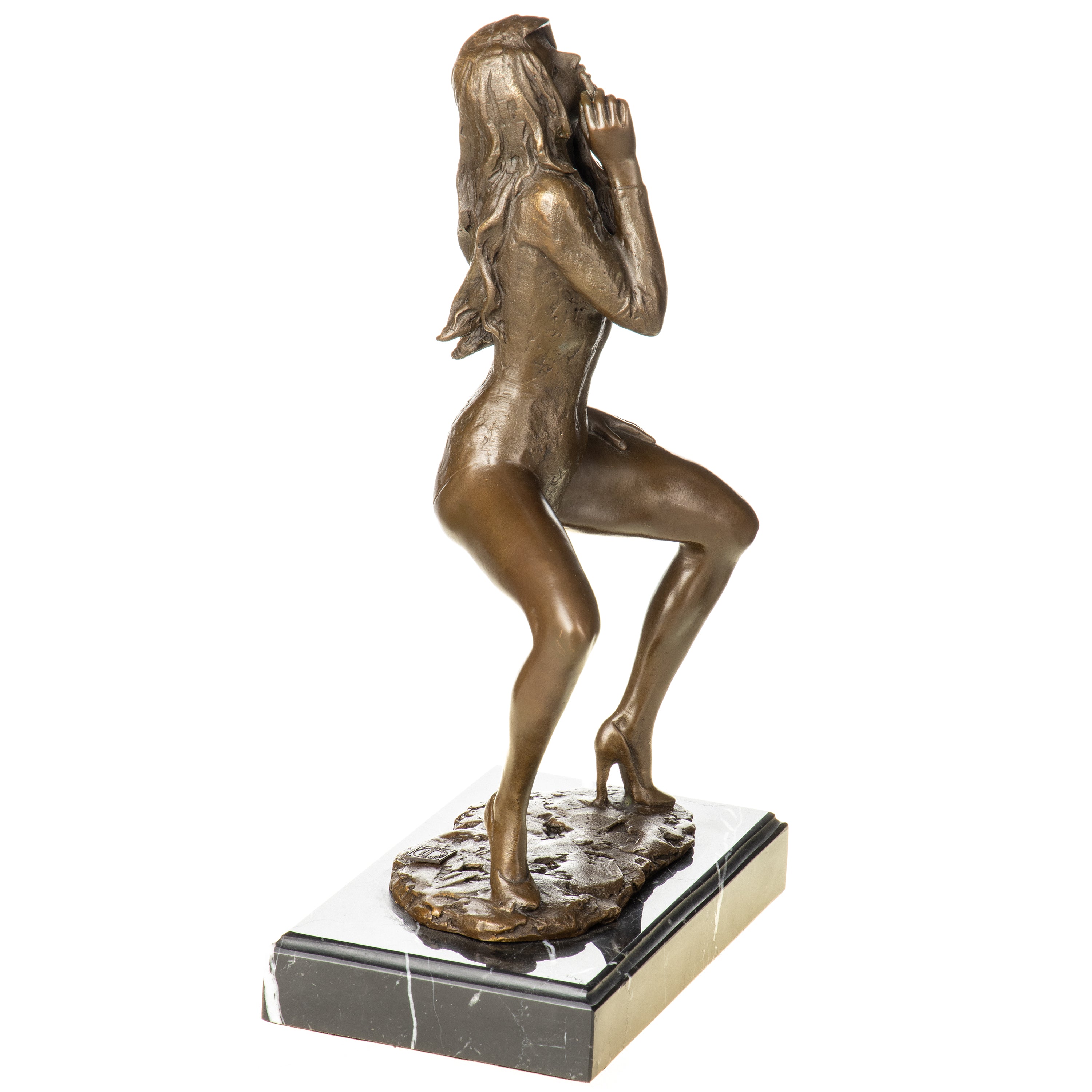 Woman with Cigarette Erotic Bronze Sculpture – Art Deco