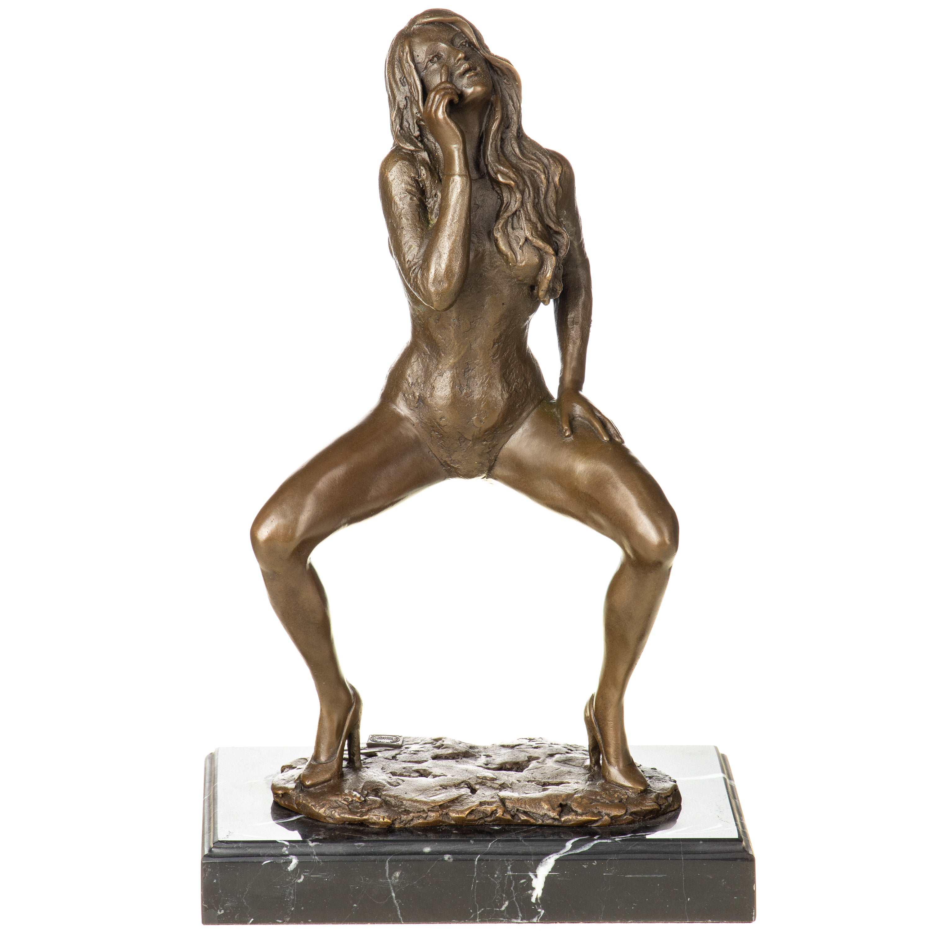 Woman with Cigarette Erotic Bronze Sculpture – Art Deco
