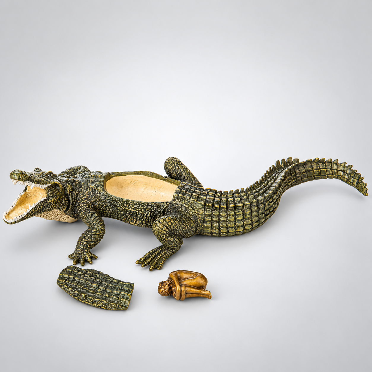 Woman on Crocodile Vienna Bronze Figurine – Cold Painted