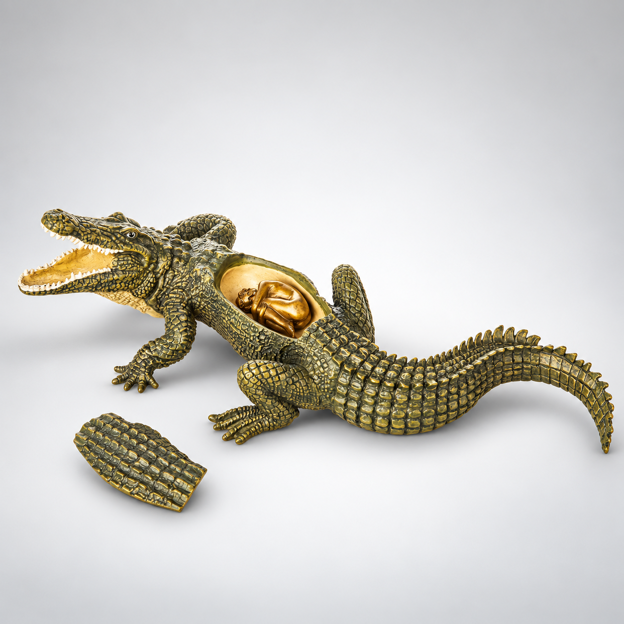 Woman on Crocodile Vienna Bronze Figurine – Cold Painted
