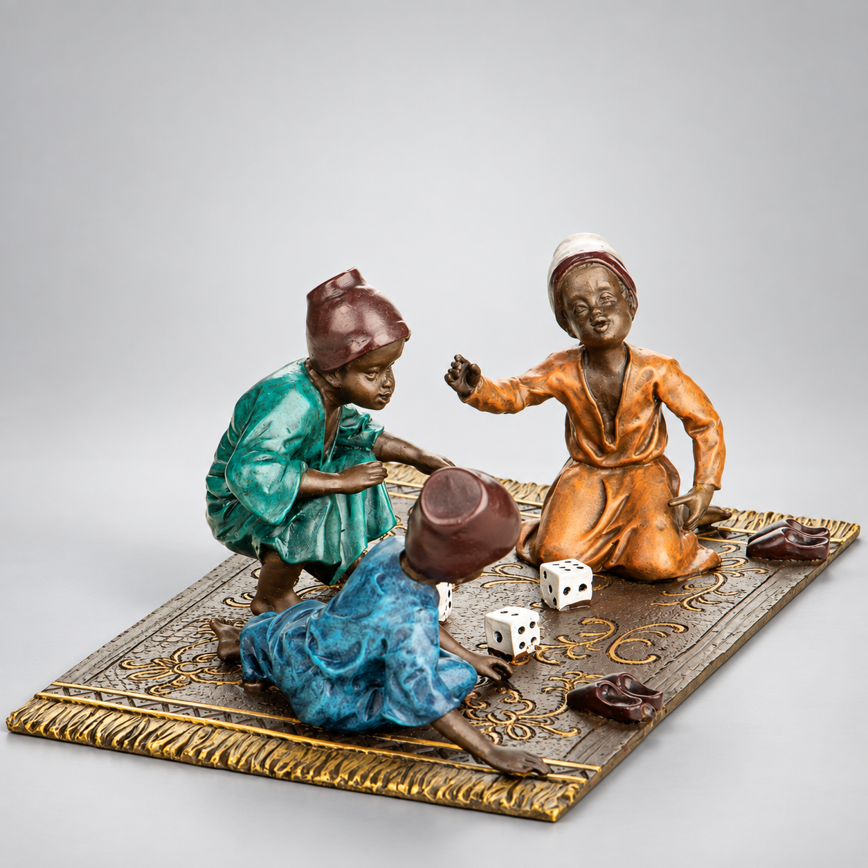 Children Playing Dice Vienna Bronze Figurine – Cold Painted