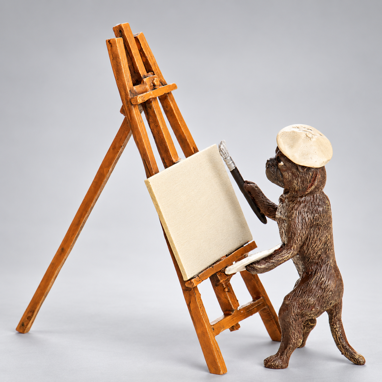 Painter Dog with Easel Vienna Bronze Figurine – Cold Painted