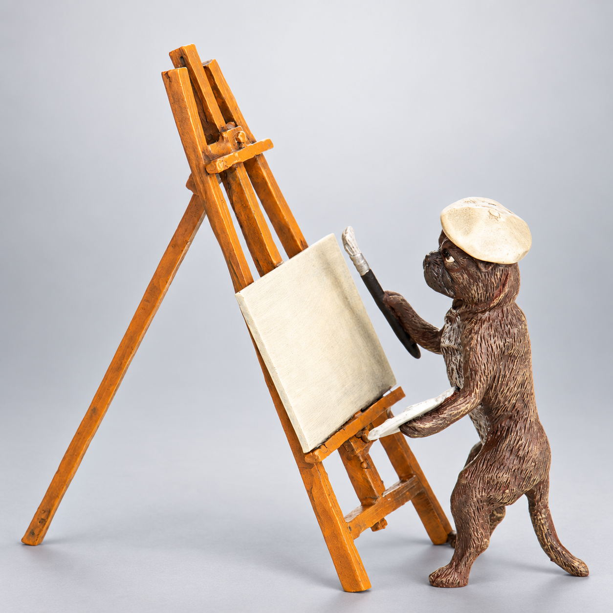 Painter Dog with Easel Vienna Bronze Figurine – Cold Painted