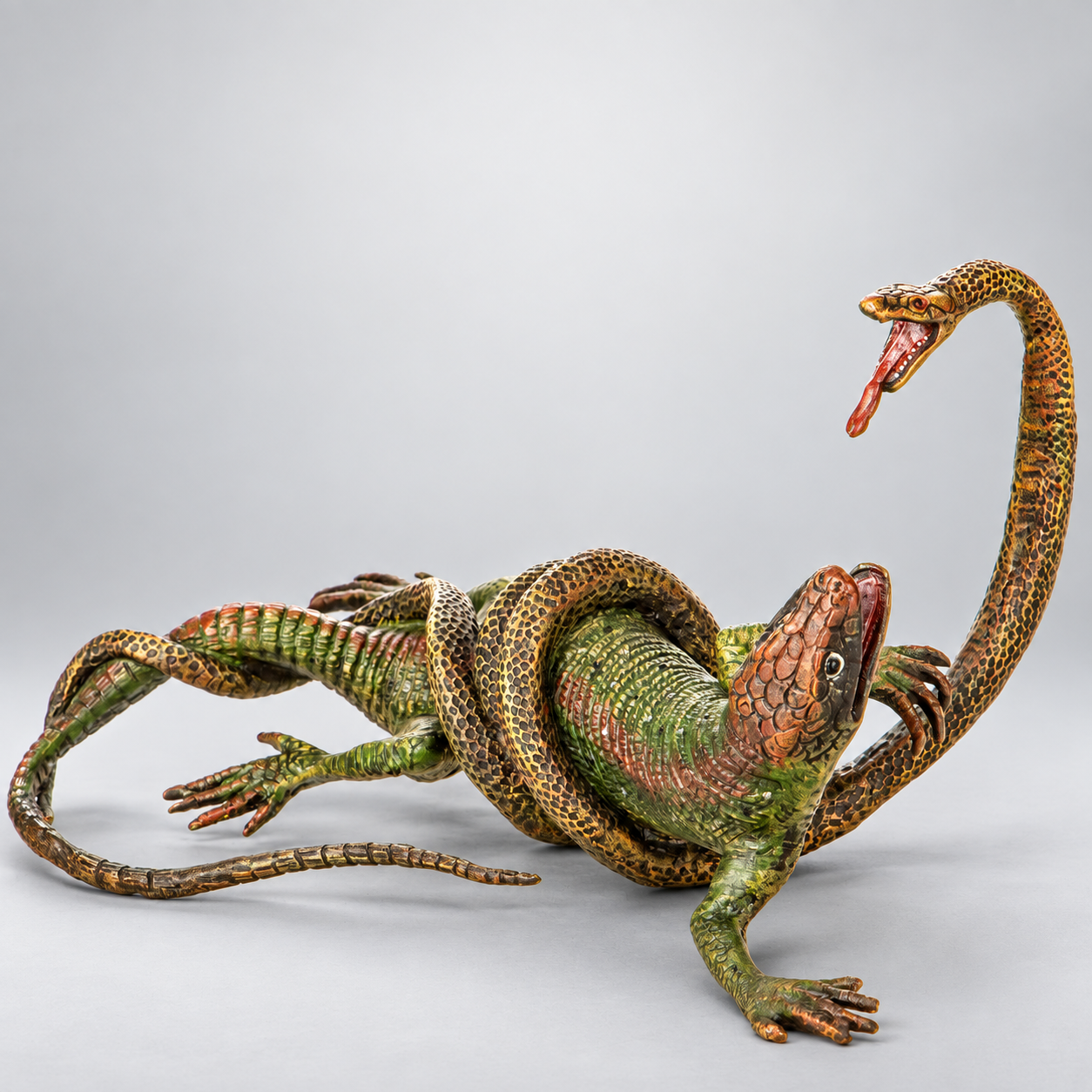 Snake and Lizard Vienna Bronze Figurine – Cold Painted