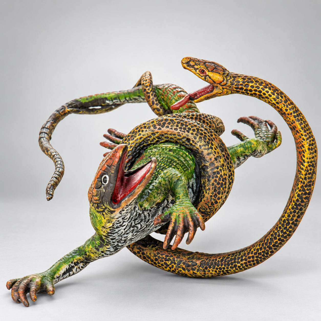 Snake and Lizard Vienna Bronze Figurine – Cold Painted