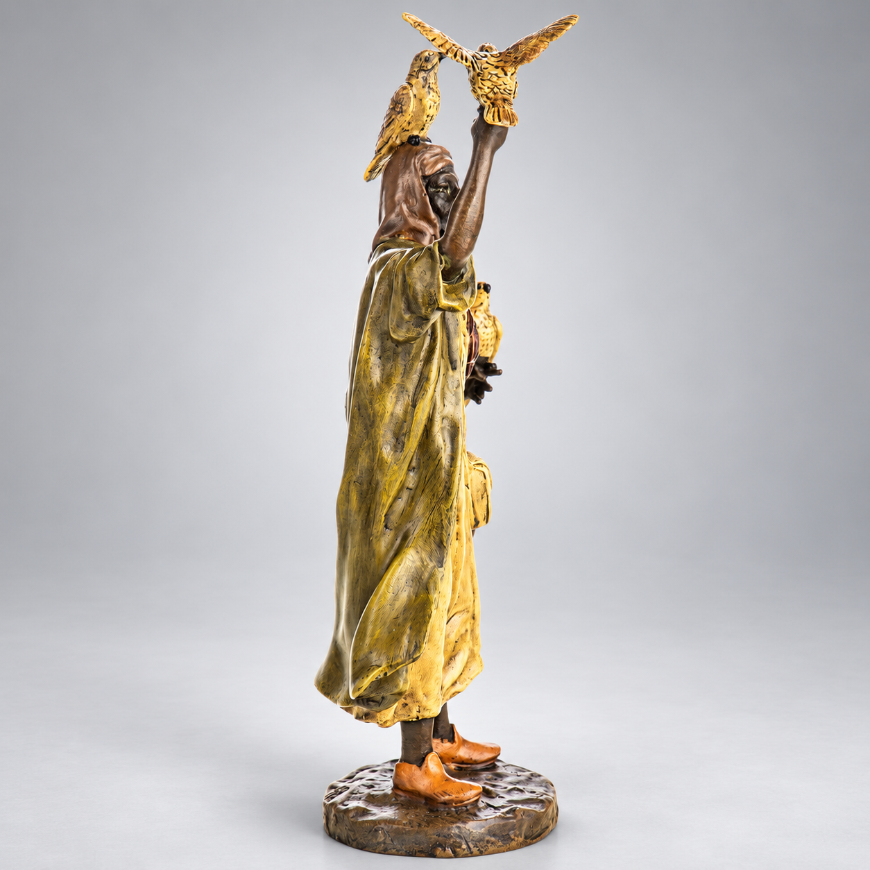 Man with Birds Vienna Bronze Figurine – Cold Painted