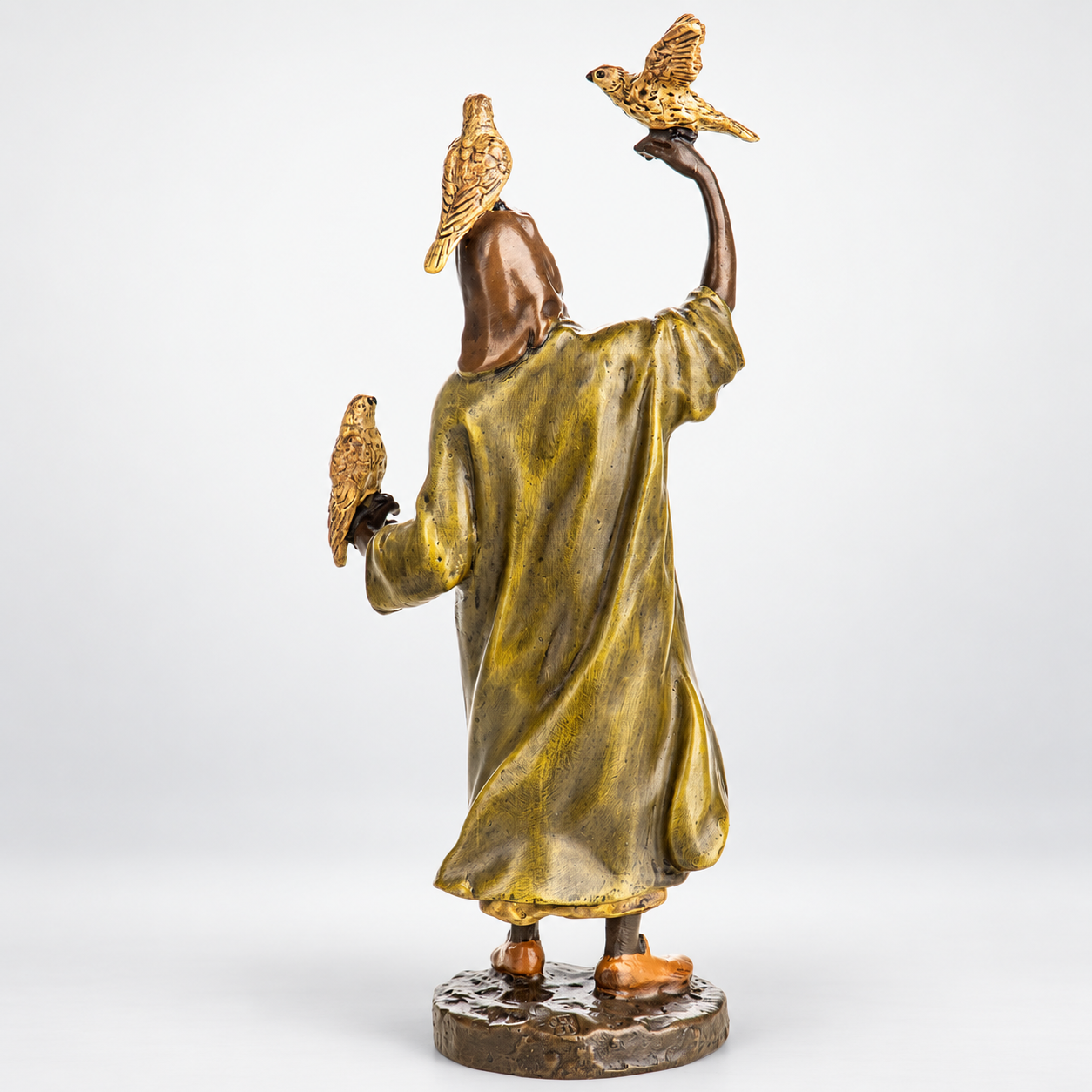 Man with Birds Vienna Bronze Figurine – Cold Painted