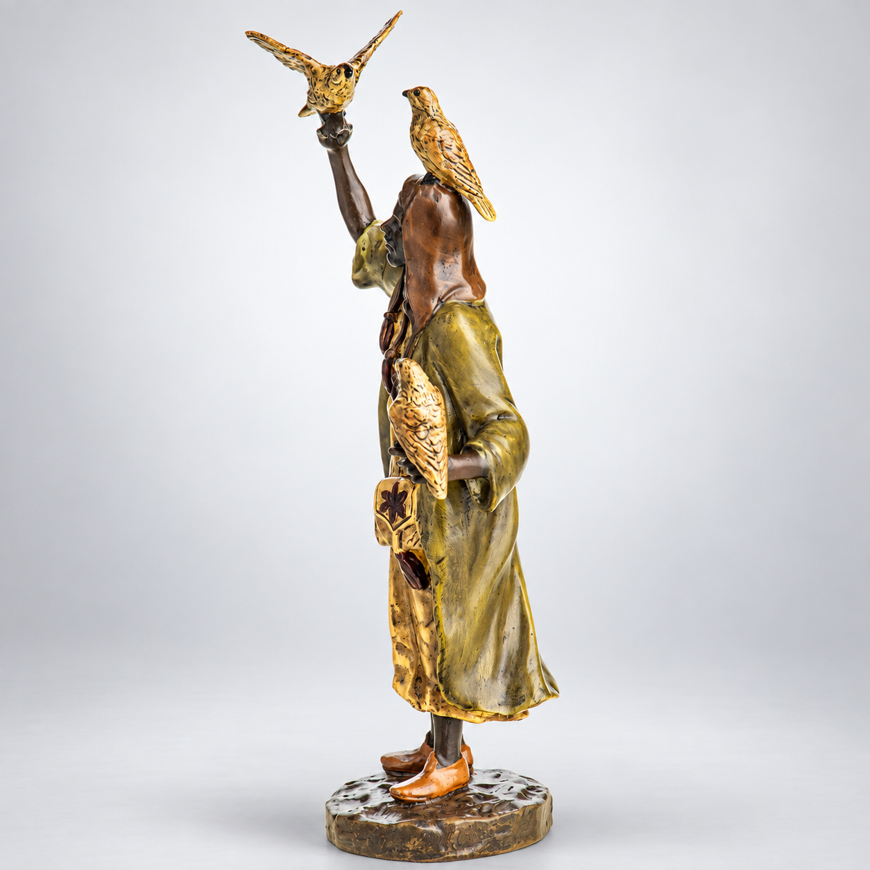 Man with Birds Vienna Bronze Figurine – Cold Painted