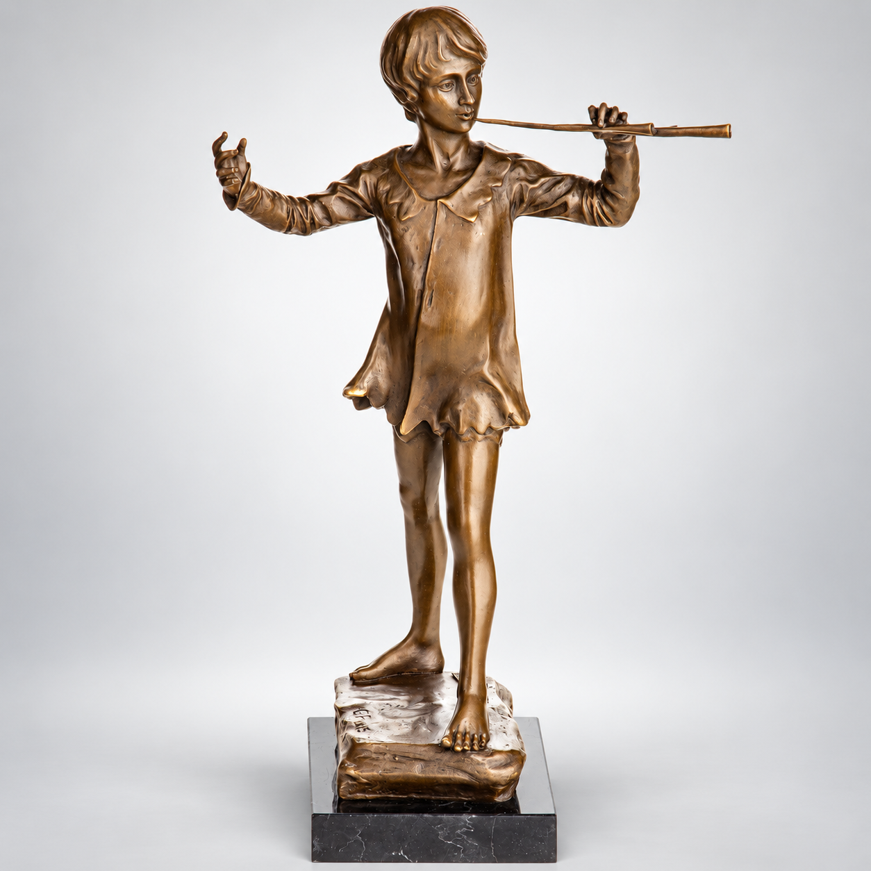 Boy with Flute Bronze Sculpture