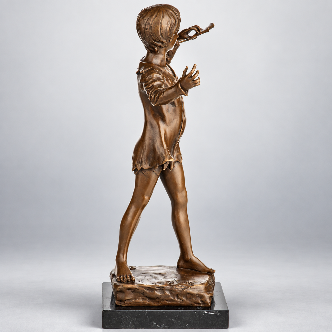 Boy with Flute Bronze Sculpture