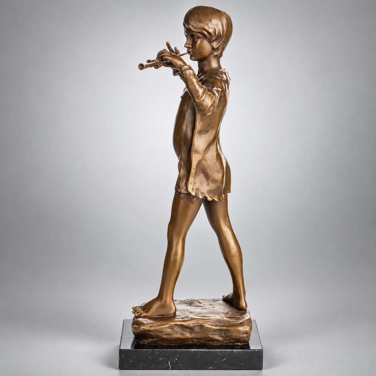 Boy with Flute Bronze Sculpture