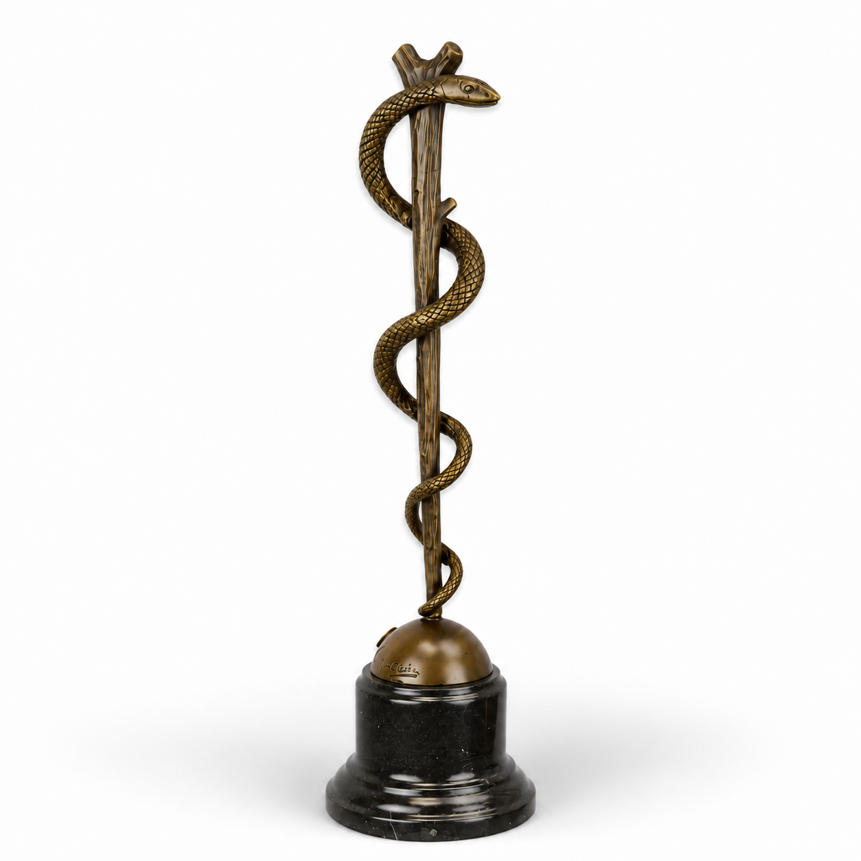 Caduceus Snake Staff | Handcrafted Bronze Decor | Unique Home Accent