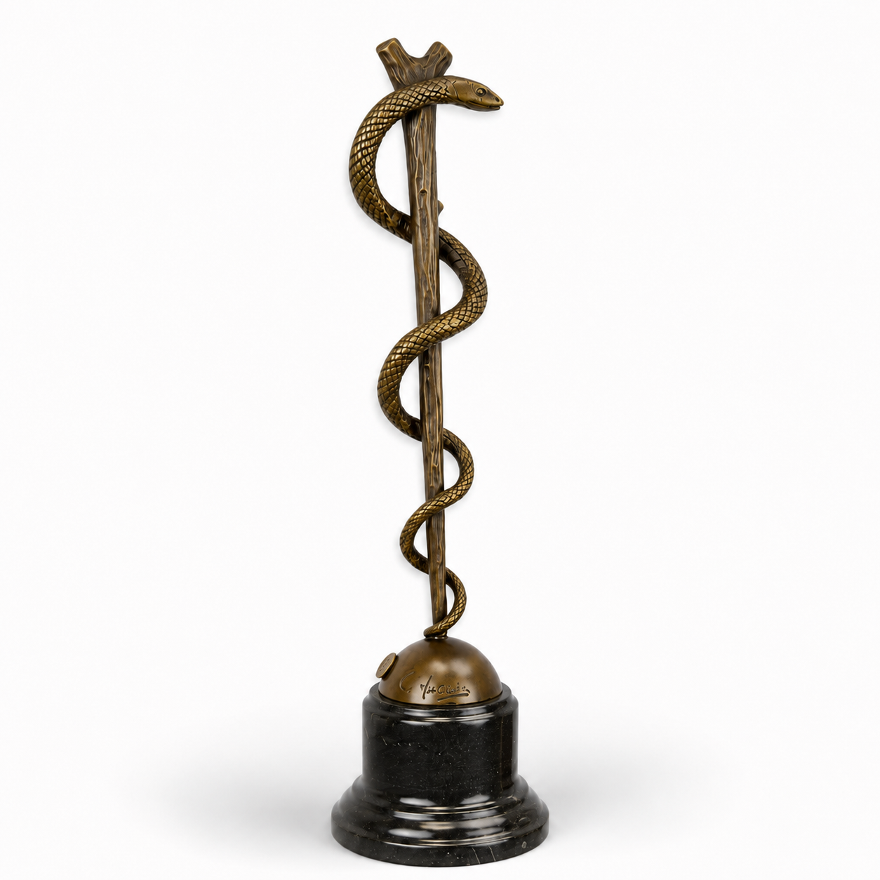 Caduceus Snake Staff | Handcrafted Bronze Decor | Unique Home Accent