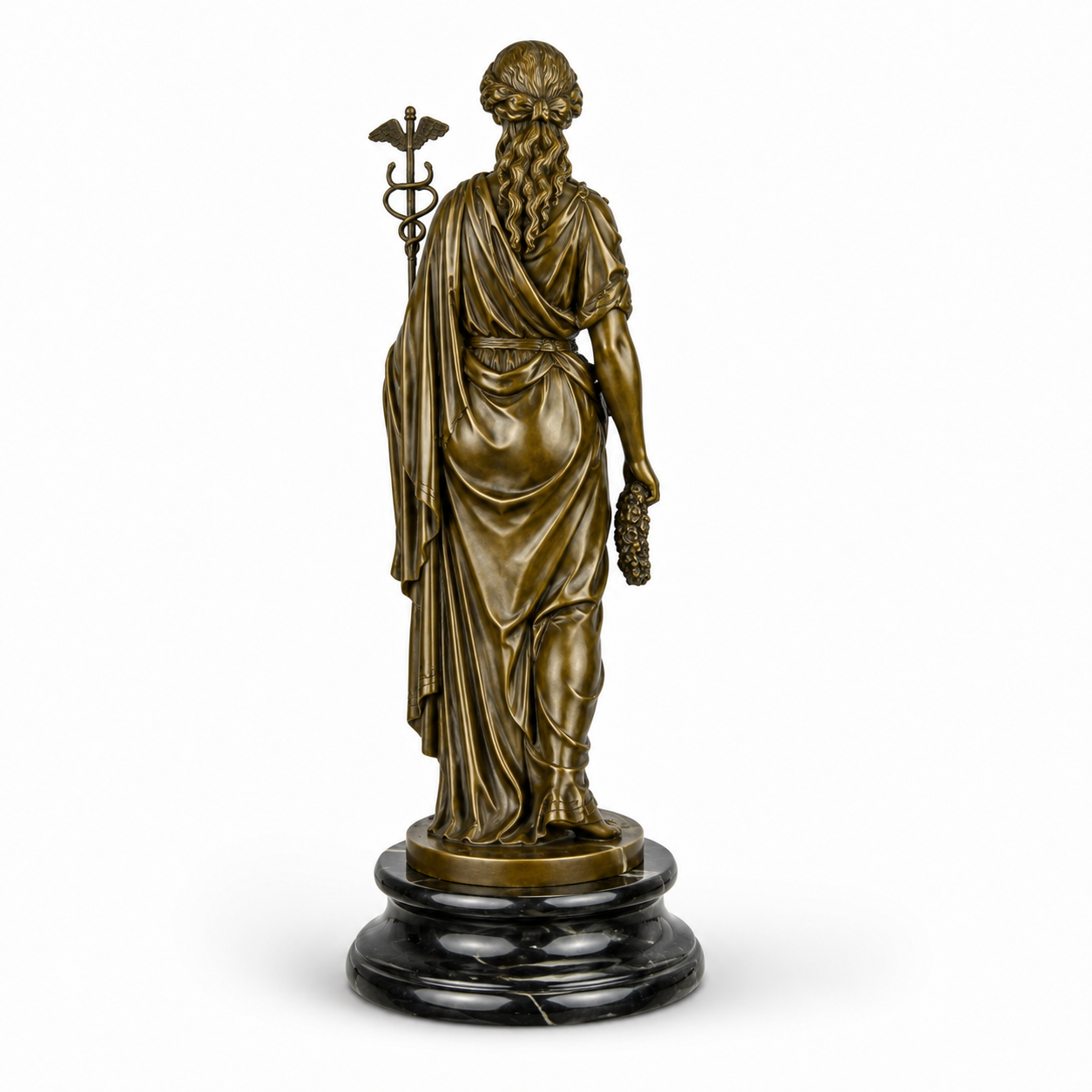 Caduceus Goddess Figure | Handcrafted Bronze Decor | Gift Idea