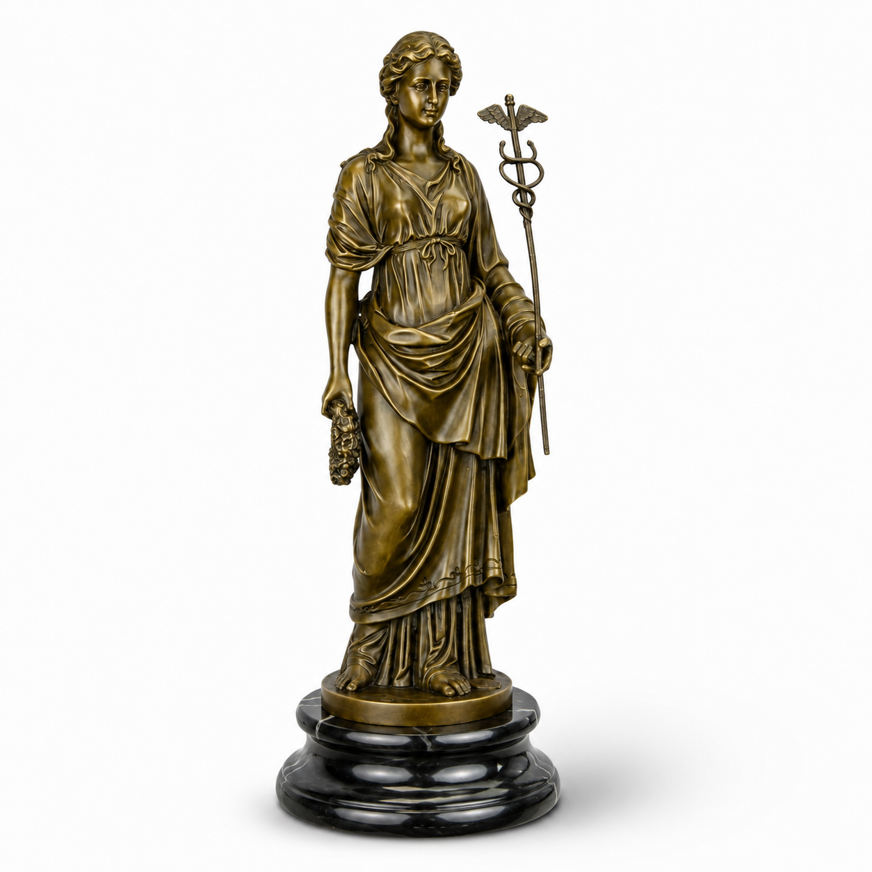 Caduceus Goddess Figure | Handcrafted Bronze Decor | Gift Idea