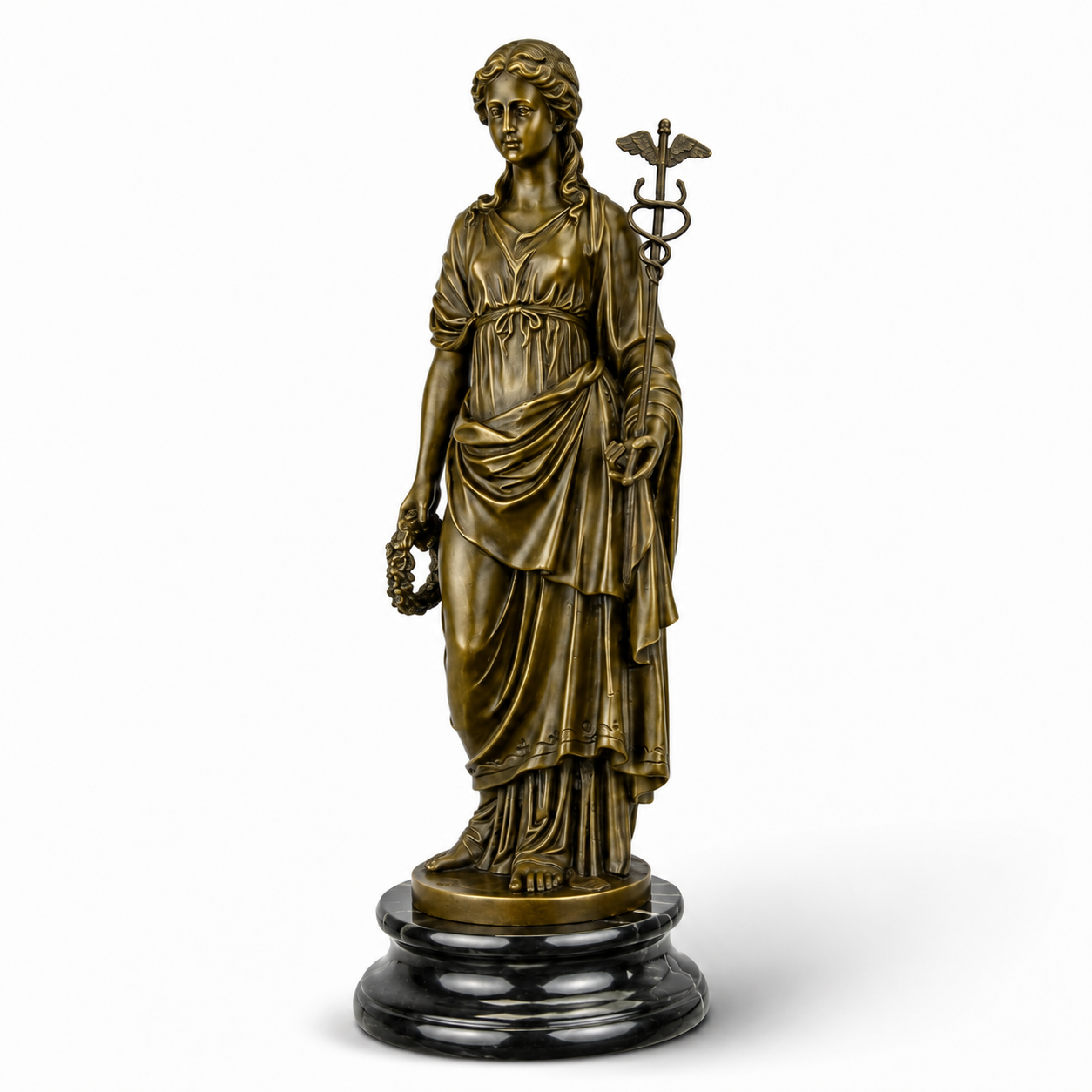 Caduceus Goddess Figure | Handcrafted Bronze Decor | Gift Idea