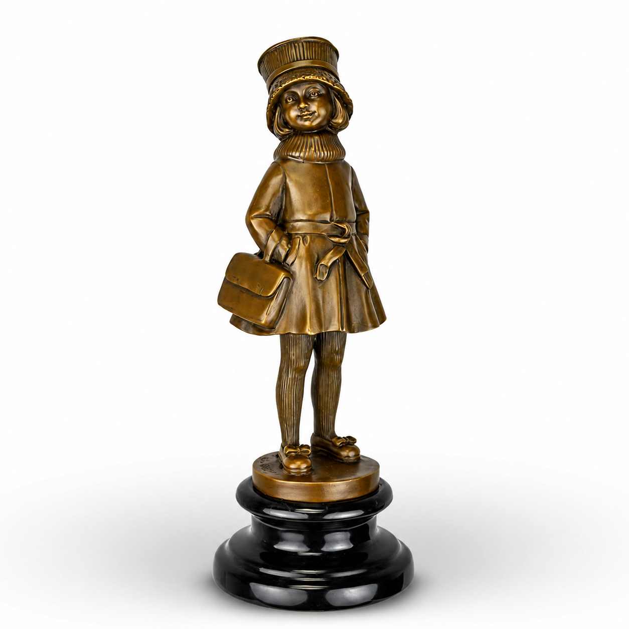Vintage Girl Figurine | Handcrafted Bronze Decor