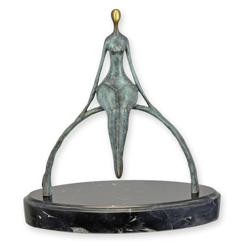 Modern Man Sitting on a Bow Bronze Sculpture
